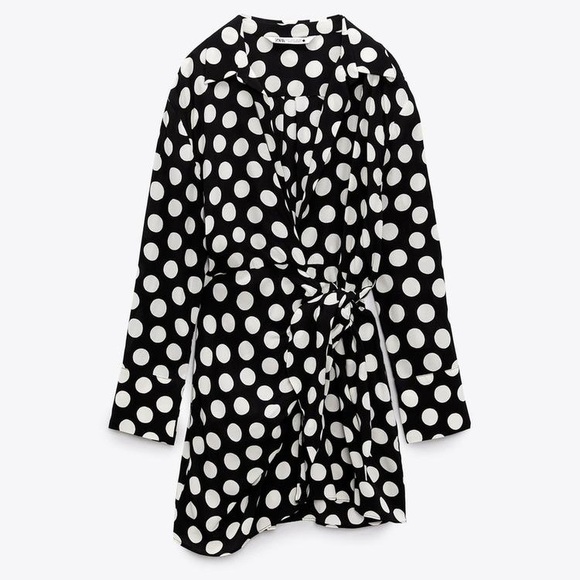 NWT Zara Dot Shirt Wrap Mini Dress - Picture 5 of 11